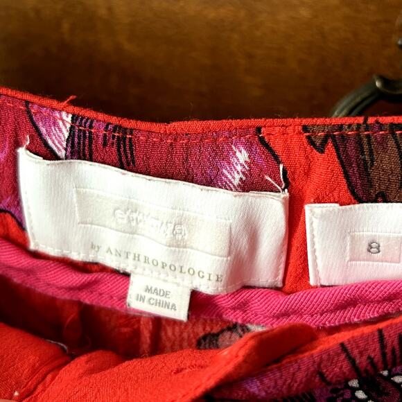 Ettitwa Anthropologie Margo Red Floral Wide leg Flowy Pants Trousers Size 8 - Picture 6 of 9